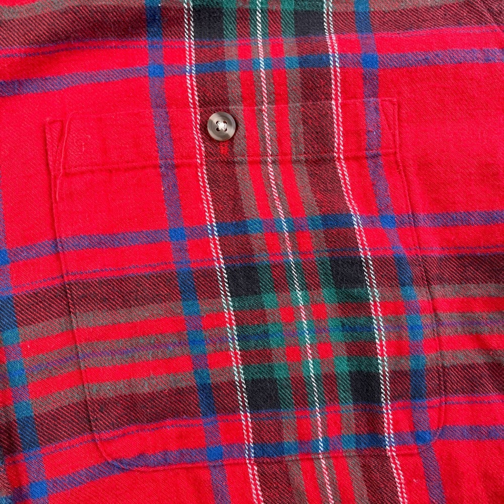 Vintage Sears Shirt Mens XL Red Plaid Flannel Lightweight Button Up Outdoors - Picture 4 of 11